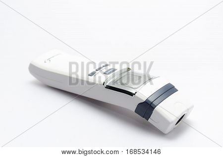 Digital infrared thermometer  instrument  medical on white