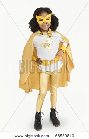 Little Girl Superherokid Pose Smile Studio