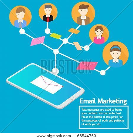 Vector design smartphone email marketing direction business team