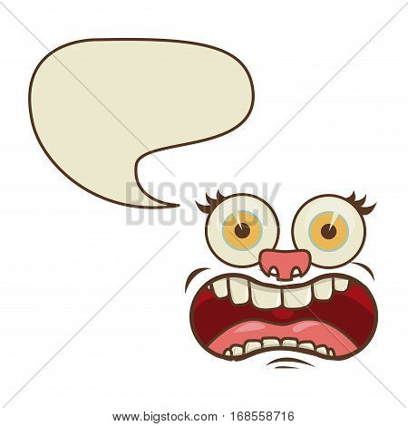 face cartoon gesture with dialogue cloud vector illustration
