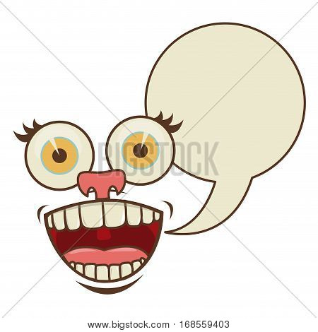 face cartoon gesture with dialog oval box vector illustration
