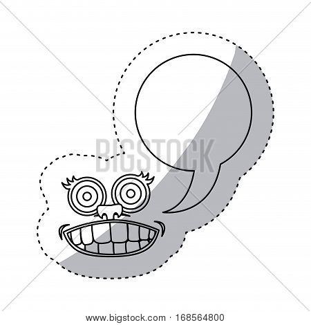 sticker contour face cartoon gesture with dialogue circular box vector illustration