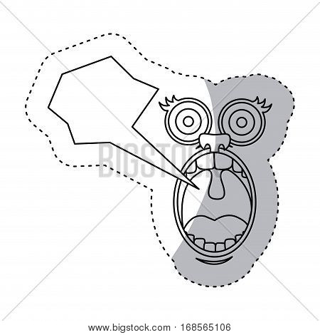 sticker contour face cartoon gesture with dialog abstract box vector illustration