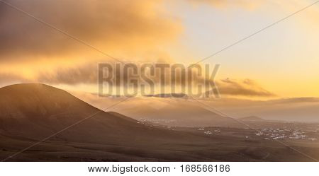 Sunrise In Femes With Extinguished Volcanoes