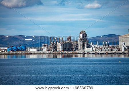 Hammerfest Island Muolkkut Northern Norway, gas processing plant.