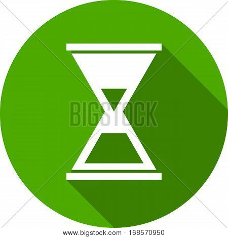 hourglass round green icon with white konutrom flat design