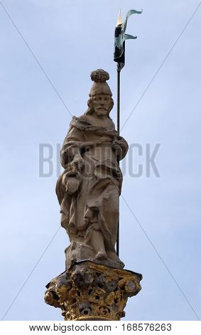 MARIBOR, SLOVENIA - APRIL 03: Saint Florian statue in Maribor Slovenia, Europe. Historical religious sculpture, April 03, 2016.