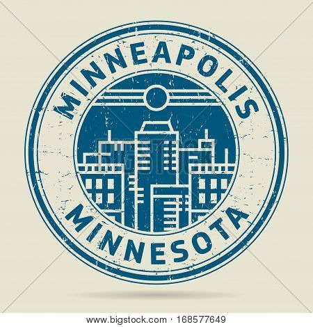 Grunge rubber stamp or label with text Minneapolis Minnesota written inside vector illustration