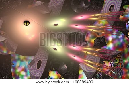 Science fiction background. Mold parasitic fungi capture the whole world. Fractal art.
