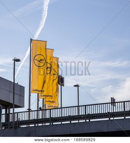 Lufthansa Flag With Lufthansa Symbol