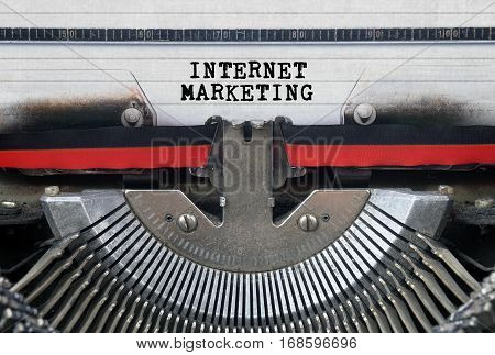 Internet Marketing Typed Words On a Vintage Typewriter Conceptual