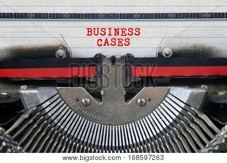 BUSINESS CASES Typed Words On a Vintage Typewriter Conceptual
