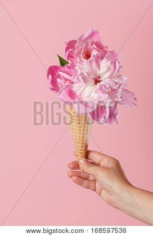 peony in the waffle cone