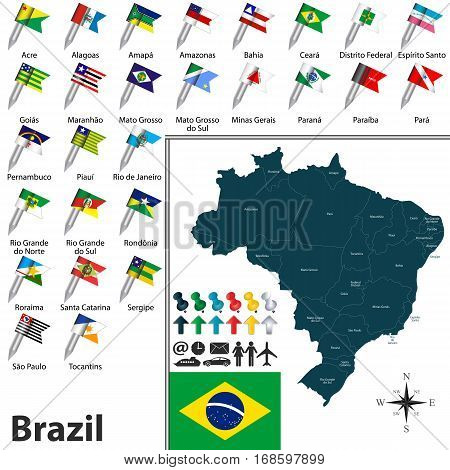 Map Of Brazil With Flags