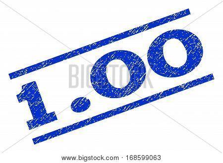 1.00 watermark stamp. Text caption between parallel lines with grunge design style. Rotated rubber seal stamp with scratched texture. Vector blue ink imprint on a white background.