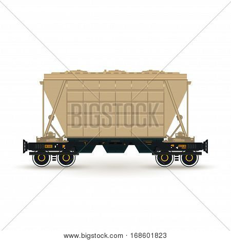 Hopper on Railway Platform Isolated on White ,Railway Transport ,Hopper Car for Transportation Freights