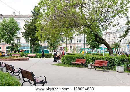 Gomel, Belarus, May 18, 2010: The Square Street Work.