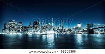 Illuminated Manhattan view
