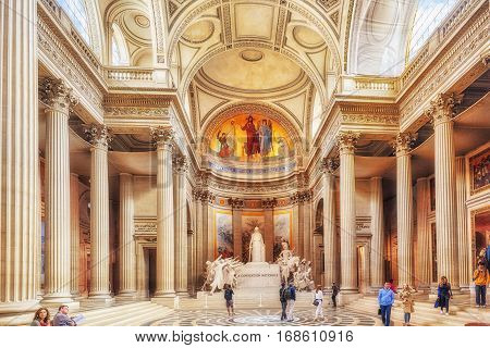 Paris, France - July 05, 2016 : Inside, Interior Of French Mausoleum For Great People Of France - Th