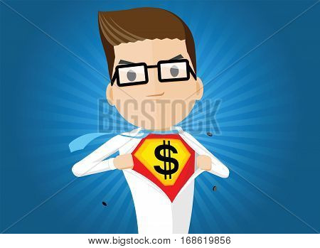business man super hero in action vector