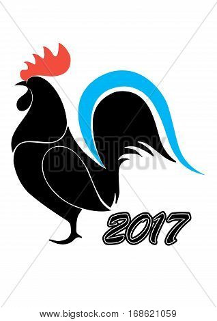 the symbol of the rooster is a sign of 2017 crest vector eps10