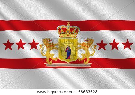 Flag of Drenthe is a province of the Netherlands. 3d illustration