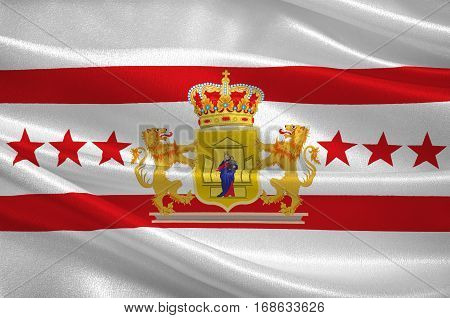 Flag of Drenthe is a province of the Netherlands. 3d illustration