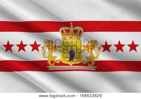 Flag of Drenthe is a province of the Netherlands. 3d illustration