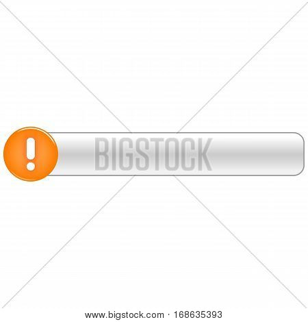 Orange glossy button exclamation mark sign warning icon. Vector illustration a graphic element for web internet design