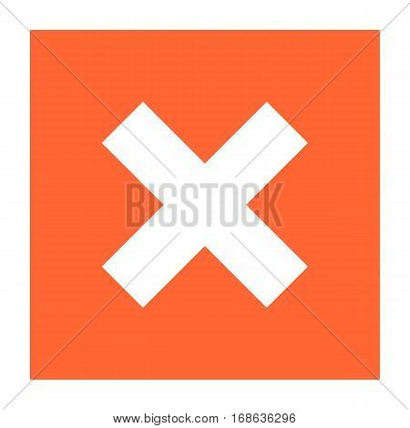 Flat delete icon square remove sign exclusion button. Quick and easy recolorable shape isolated from background. Vector illustration a graphic element for web internet desig
