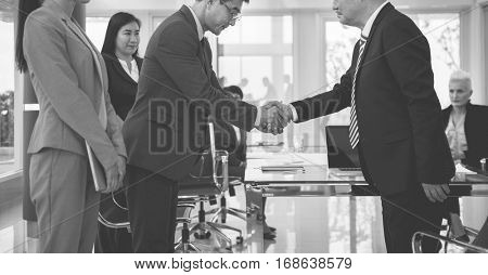 Business Partners Introductionary Handshake Bow