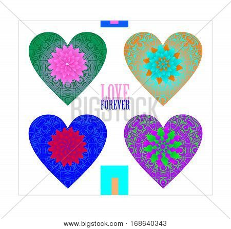 A set of colorful floral hearts gift for Valentine's Day