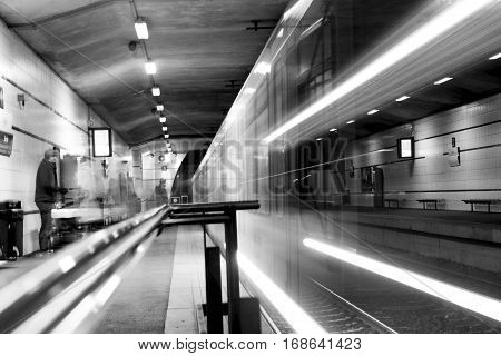 Long exposure  at train station Lausanne Switzerland