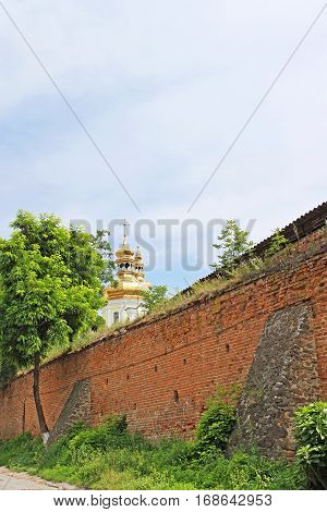 Vinnitsia historic city center with the complex of medieval fortification walls 