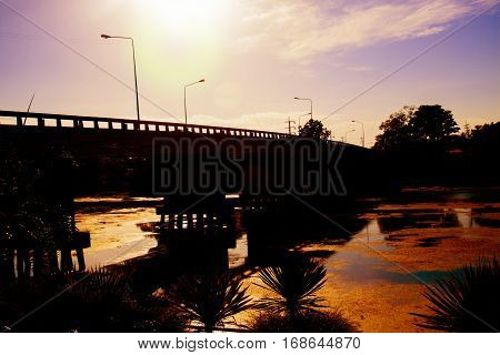 nice bridge river view Photharam Ratchaburi Thailand