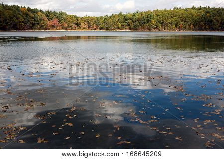 Walden Pond in Massachusetts in autumn time