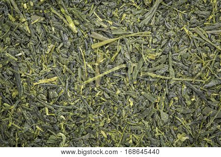 background texture of loose leaf Kabusecha  green tea