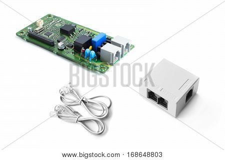 Telephone kit or FAX kit with splitter and telephone cable (RJ-11)