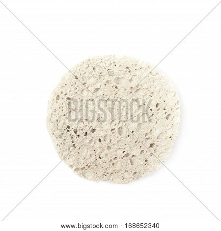 Used make-up cleaning round sponge isolated over the white background