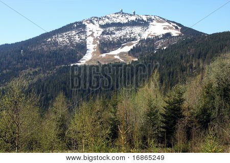 Bavorský les hory - nejvyšší vrchol Grosse Arber 1456 m - Německo Evropa - hi res fotografie