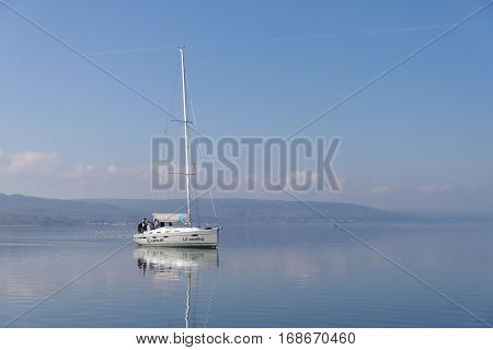VARNA, BULGARIA - MARCH 03, 2014: One of the sponsors of the national sailing boat race 