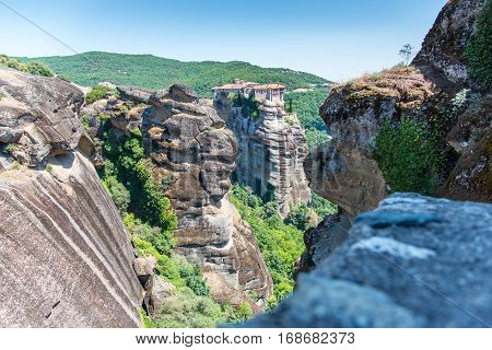 Amazing Meteora monastery Varlaam in kalambaka Greece