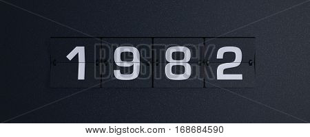 3d rendering flip board year 1982 background