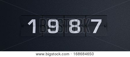 3d rendering flip board year 1987 background