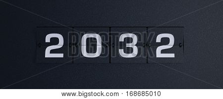 3d rendering flip board year 2032 background