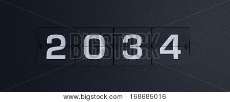 3d rendering flip board year 2034 background
