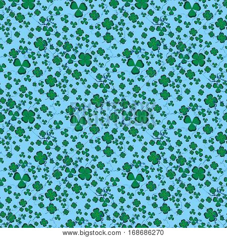 Blue background with clovers and shamrocks on a marble slab