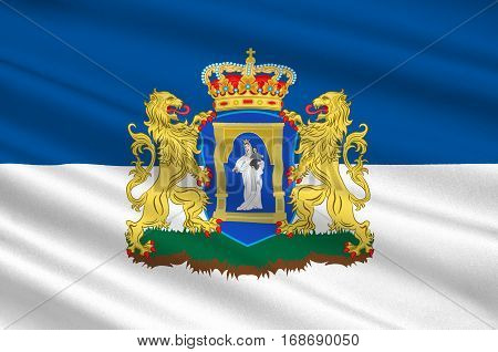 Flag of Assen is a municipality and a city in the northeastern Netherlands and is the capital of the province of Drenthe. 3d illustration