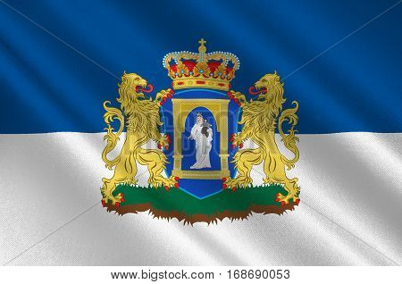 Flag of Assen is a municipality and a city in the northeastern Netherlands and is the capital of the province of Drenthe. 3d illustration