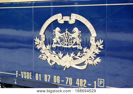 VARNA, BULGARIA - SEPTEMBER 3:The legendary 'Orient Express' arrives at station in Varna on September 3, 2013 in Varna Bulgaria. The luxury train travels between Paris and Istanbul.